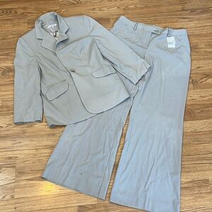 CAbi Suit Dynamo 2 Piece Jacket Blazer & Wide Leg Trouser Pant Suit Mist 14 NWT